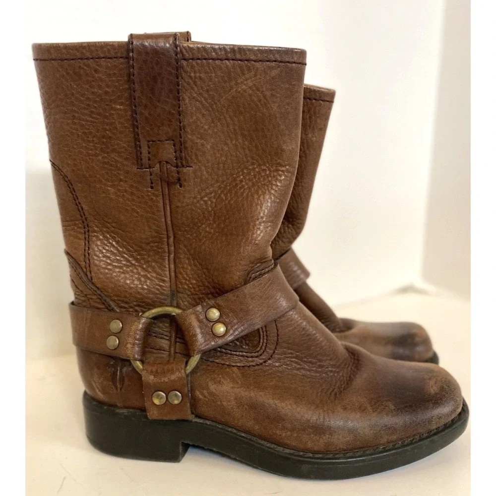 FRYE Youth 12.5 Leather Boots Engineer‎ Harness Pull-On 97206